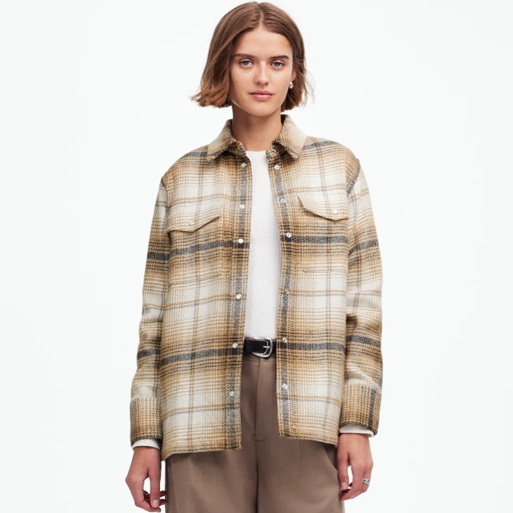 NWT ✨ Madewell Flannel Button Up Shirt Jacket in Vintage Linen